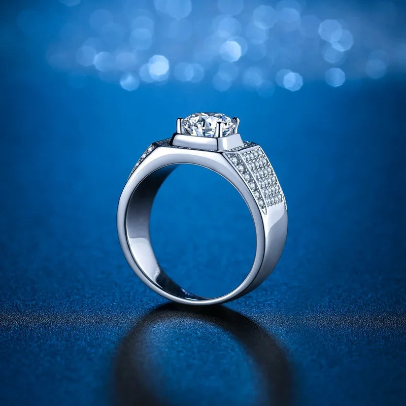 PT950 Platinum Starry Sky Ring Men's 2Ct Moissanite - High-purity durable, galaxy meaning, gift carries eternal blessings