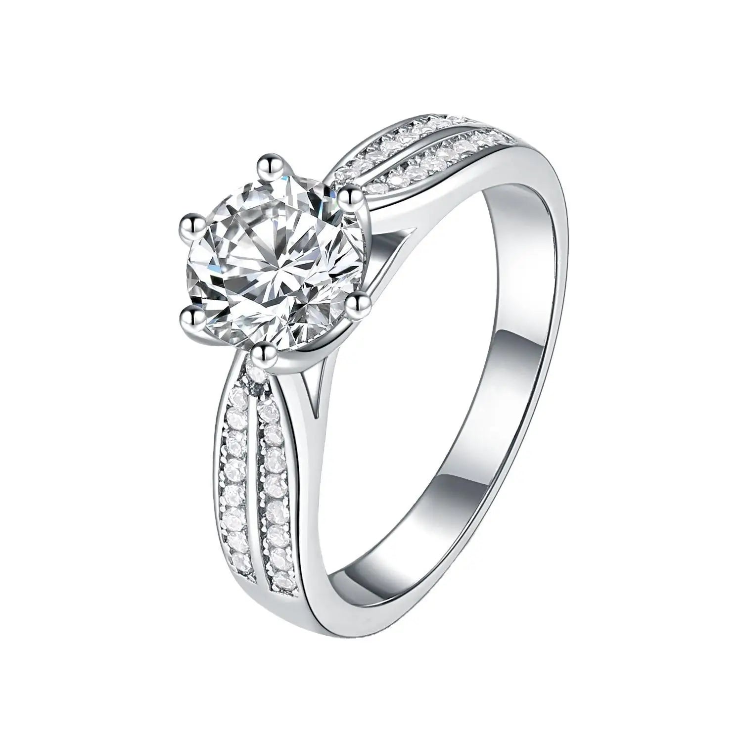 PT950 Platinum 3Ct Moissanite Starlight Queen Ring for Women Six-Claw Setting Allergy-Resistant Light Luxury Royal Style